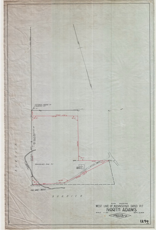 Burdick Estate - West Line of Mannerino Sand Pit - North Adams North Adams 1299 - Map Reprint