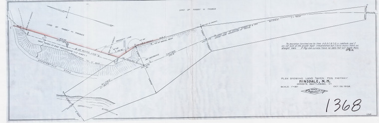 Harry N. Thomas    Brattleboro    Land for Hy Hinsdale N.H. Brattleboro, VT Hinsdale, NH 1368 - Map Reprint