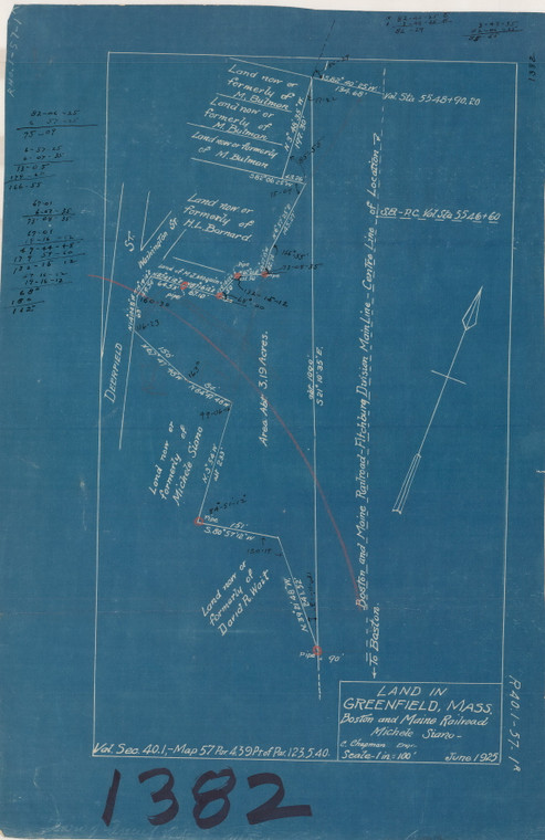 Michel Siano    B.+M. R.R. Greenfield 1382 - Map Reprint