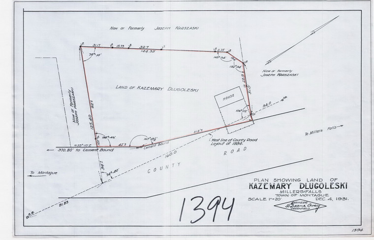 Kazemary Dlugoleski - Montague Rd. So. of Millers Falls Montague 1394 - Map Reprint