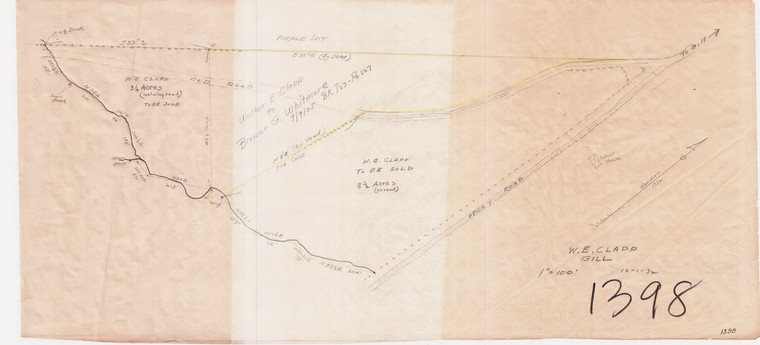 W.E. Clapp - Between Ferry Road & Pisgah Road (Sold to Whitmore) Gill 1398 - Map Reprint