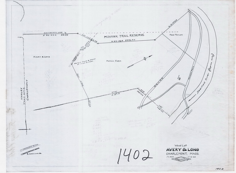 Avery + Long Wood Lot at Hawley Line Charlemont 1402 - Map Reprint