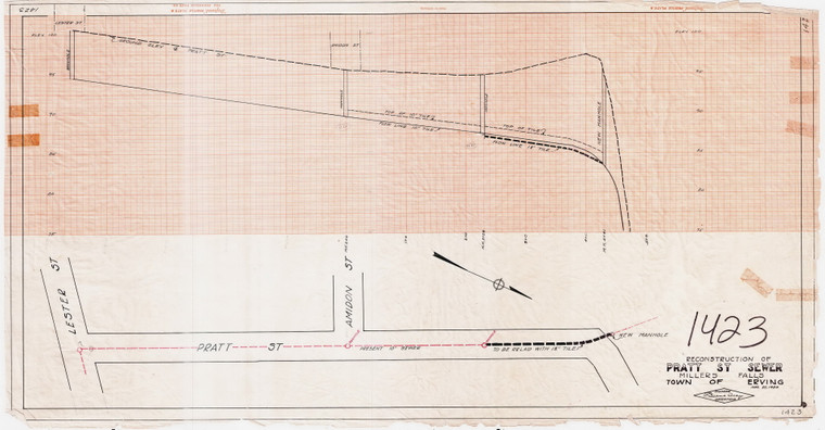 Pratt Street Sewer Erving 1423 - Map Reprint