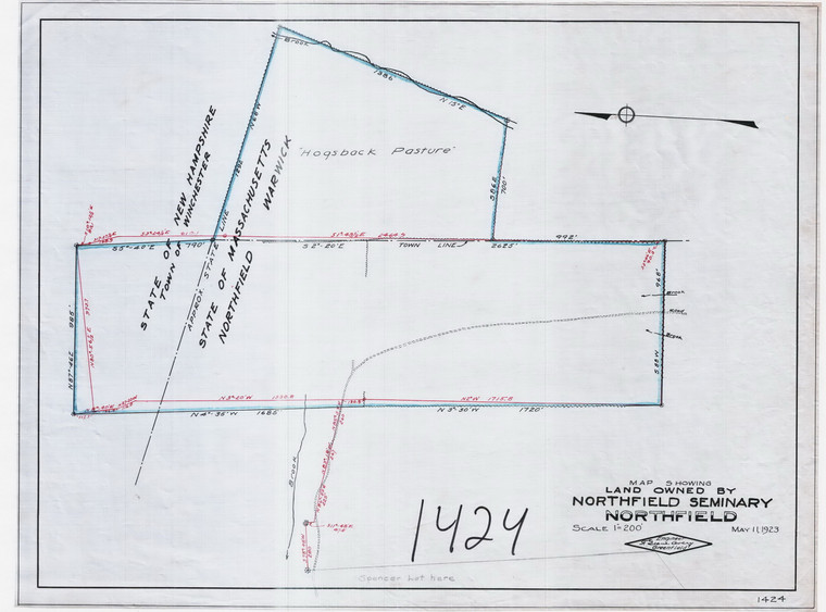 Northfield Sem    Hogsback Pasture Northfield 1424 - Map Reprint