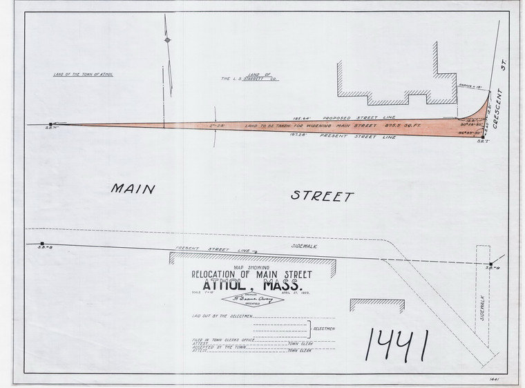 Athol - Mass - Relocation Main St Athol 1441 - Map Reprint