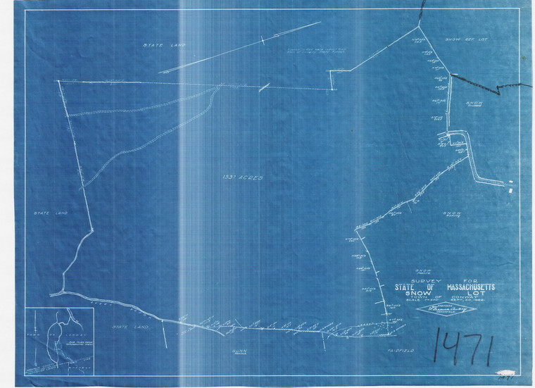 State - Snow Lot - Cricket Hill near Whately Line Conway 1471 - Map Reprint