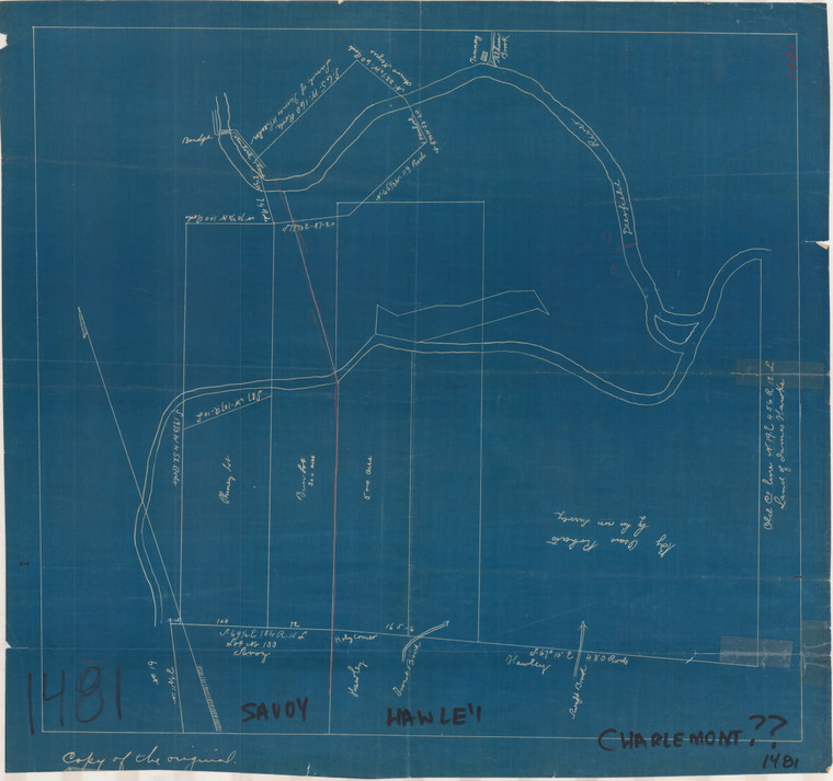 Original Layout of Lots - Copy Oziais Roberts Survey Town Line Savoy-Hawley  Charlemont etc 1481 - Map Reprint