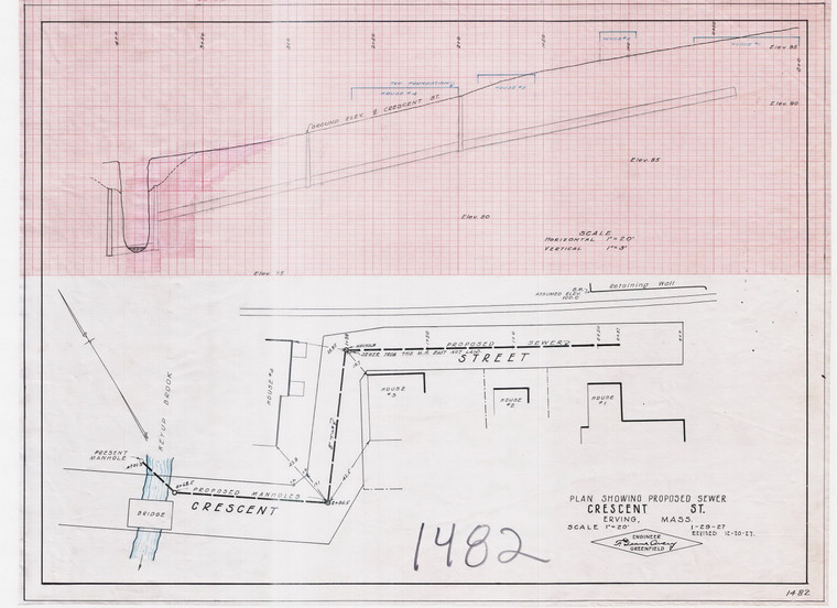 Town of Erving - Sewer Plan - Crescent St (Erving) Erving 1482 - Map Reprint