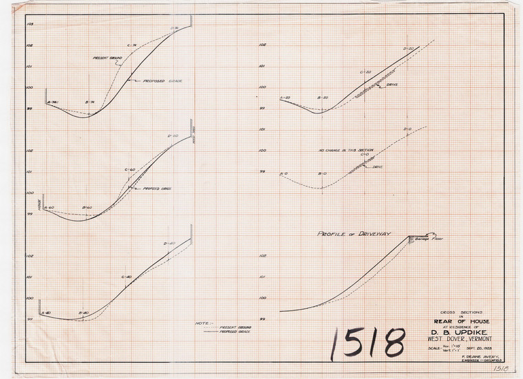 D.B. Updike - W. Dover, Vermont - Cross Sections Rear of House Dover VT 1518 - Map Reprint