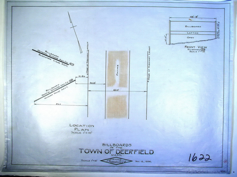 Town    Billboards Locations Deerfield 1622 - Map Reprint
