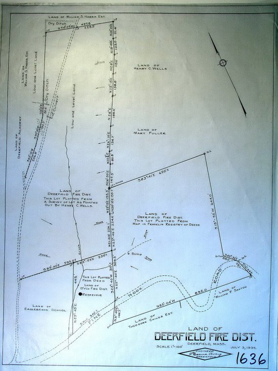 Deerfield Fire Dist. - Lots on East Mountain Deerfield 1636 - Map Reprint