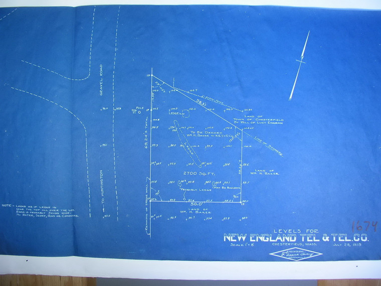 New England Tel + Tel Co. - Levels - Chesterfield MA Chesterfield 1674 - Map Reprint