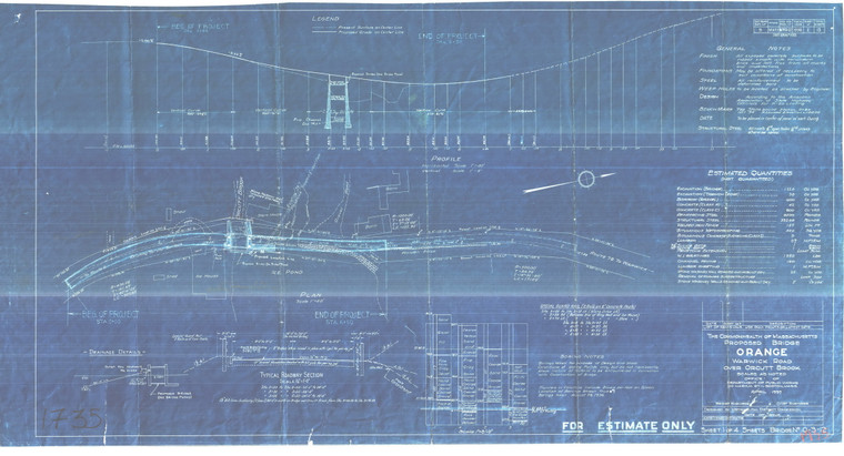 Proposed Bridge - Orcutt Brook Orange 1735 - Map Reprint