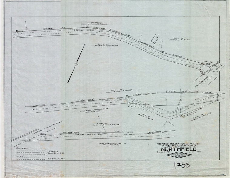 Franklin County - Relocation of Part of Pine Meadow Road Northfield 1755 - Map Reprint
