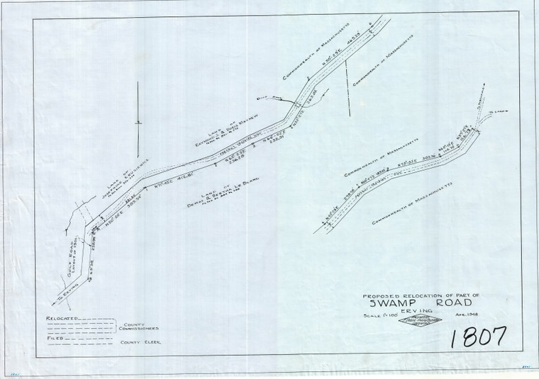 Franklin County - Swamp Rd - proposed relocation Erving 1807 - Map Reprint