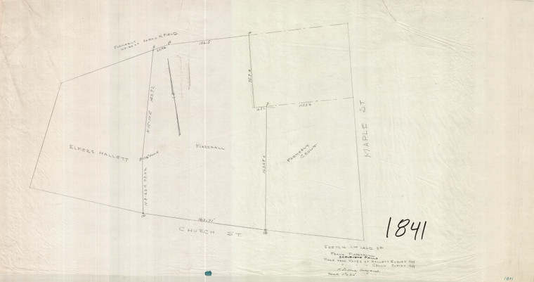 Frank Marshall    Shelburne Falls Church St. Shelburne 1841 - Map Reprint