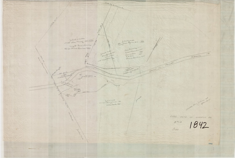 Warwick Rd. (Deed Data on said Rd.) Northfield 1842 - Map Reprint