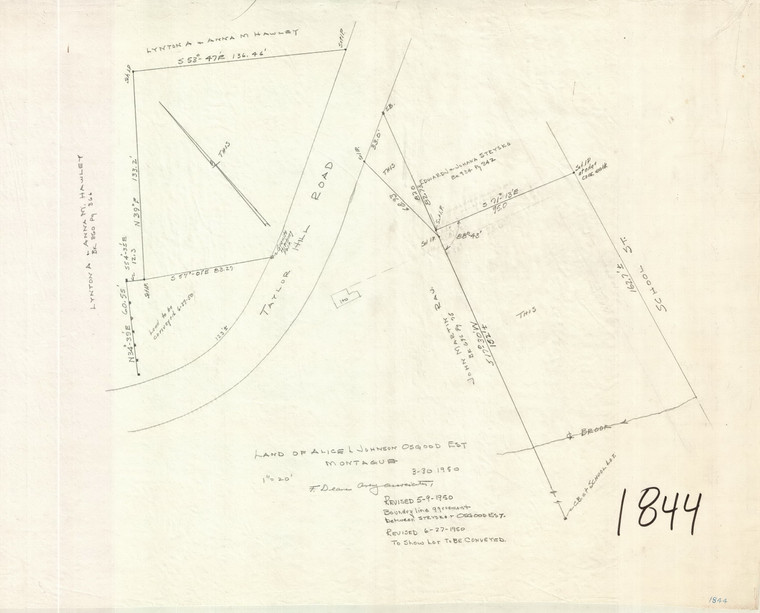 Alice Johnson Osgood Est. 2 separate lots Montague 1844 - Map Reprint