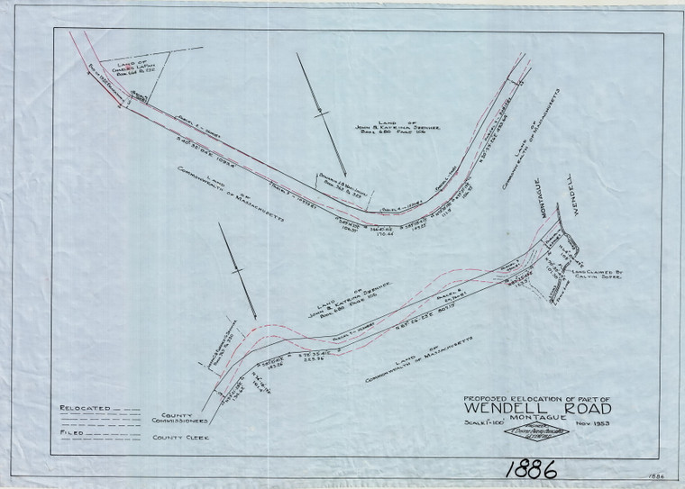 Wendell Rd.    proposed relocation of part of LO Montague 1886 - Map Reprint