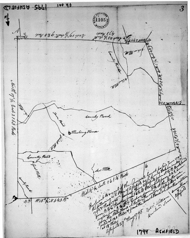 Ashfield 1794 - Old Town Map - photostat