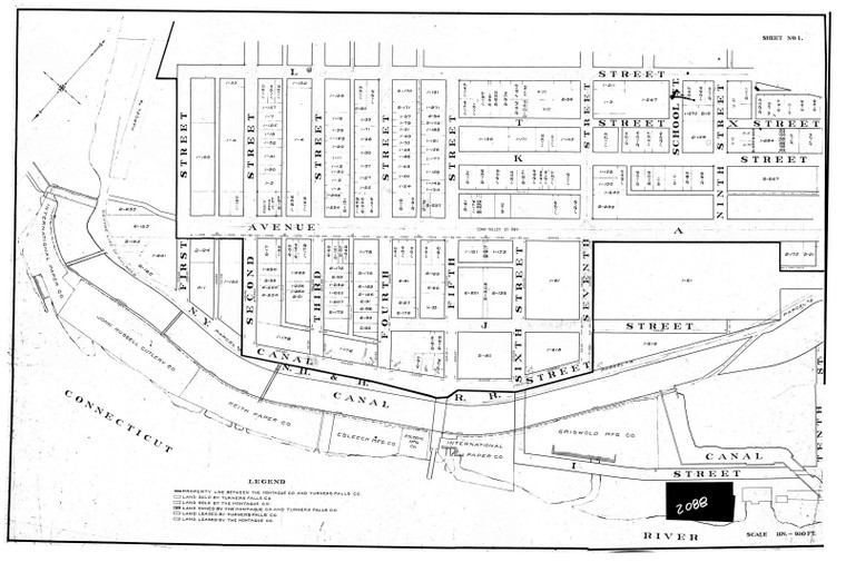 Turners Falls - Map of (Montague Co. & T.F.P. & El. Co.) - Land Sold By---  Montague 2088-1 - Map Reprint