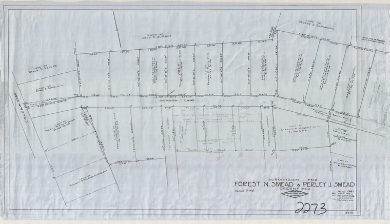 Forest N. Smead & Perley J. Smead Subdivision Greenfield 2273 - Map Reprint
