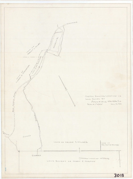 Ashfield Water Co - Location of Land Ashfield 3015 - Map Reprint