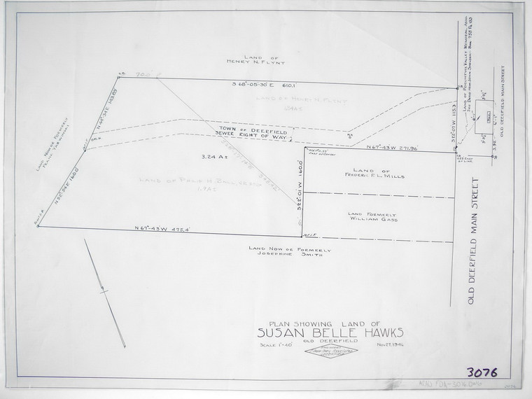 Henry N Flynt - Susan Belle Hawks - Old Dfld Main St - PVMA Memorial Deerfield 3076 - Map Reprint