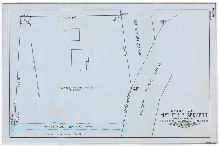 Helen S Gerrett - Lot Sold - W. Side Green Rr. Rd. + Smead Hill Rd Greenfield 4004 - Map Reprint
