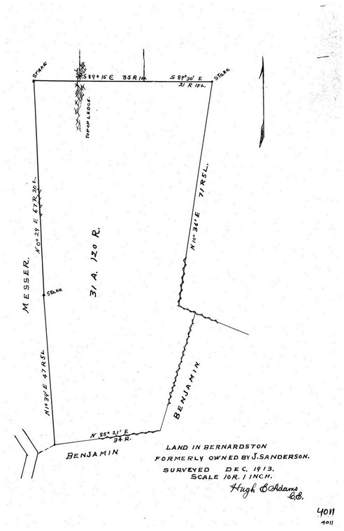 J.Sanderson -  Bernardston 4011 - Map Reprint