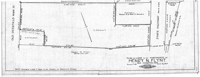 Henry _____ Bement Property, Old Dfld.   3.3ac Deerfield 4021 - Map Reprint