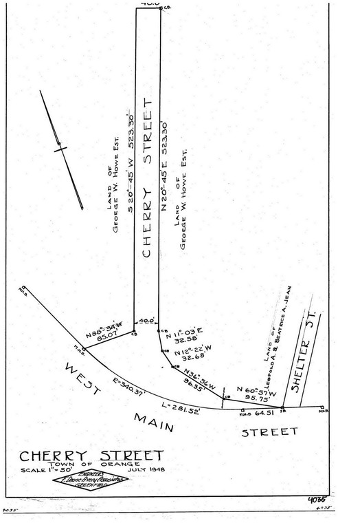 Town of Orange - Cherry St - Layout Orange 4035 - Map Reprint