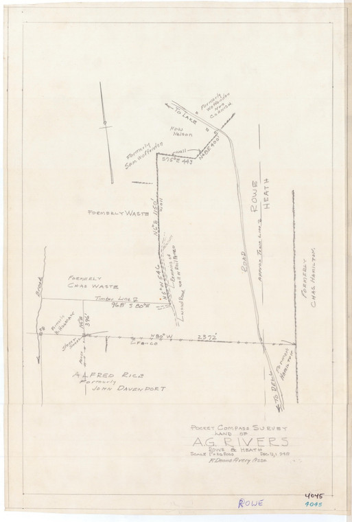 A.G. Rivers, Pocket Compass Survey - at Heath Town Line Rowe 4045 - Map Reprint