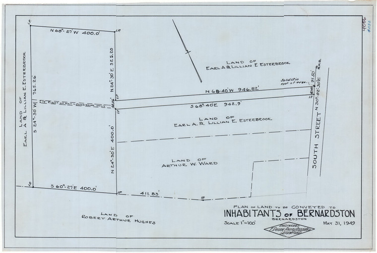Inhabitants of Bernardston, School Lot - Esterbrook - Ward Bernardston 4056 - Map Reprint