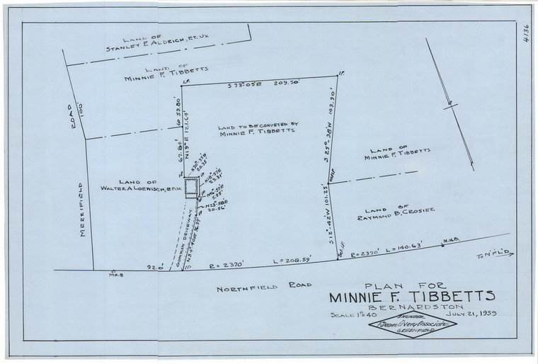Minnie F. Tibbetts Bernardston 4136 - Map Reprint