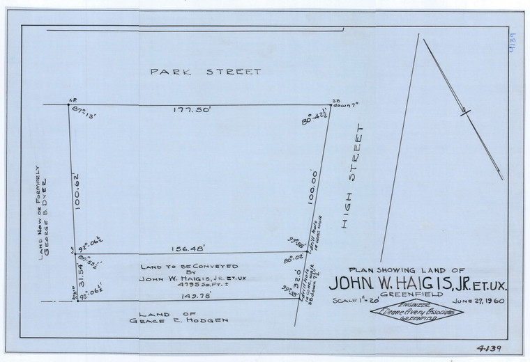 John W. Haigis Jr., et ux Greenfield 4139 - Map Reprint