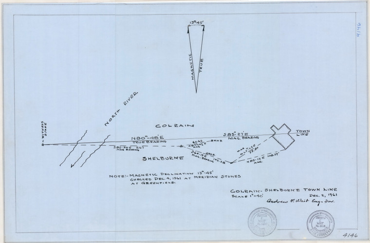 Colrain - Shelburne Town Line at North River Shelburne 4146 - Map Reprint