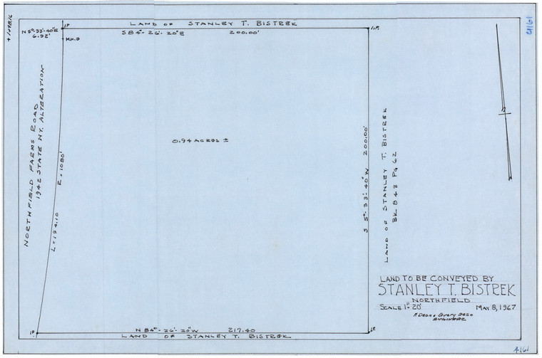 Stanley T. Bistrel    Nfld Farms  0.94ac Northfield 4161 - Map Reprint