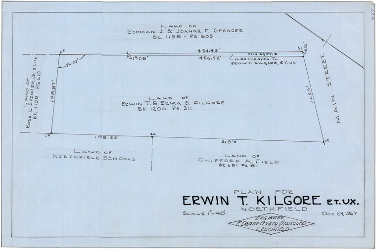 Erwin T. Kilgore    Main St Northfield 4197 - Map Reprint