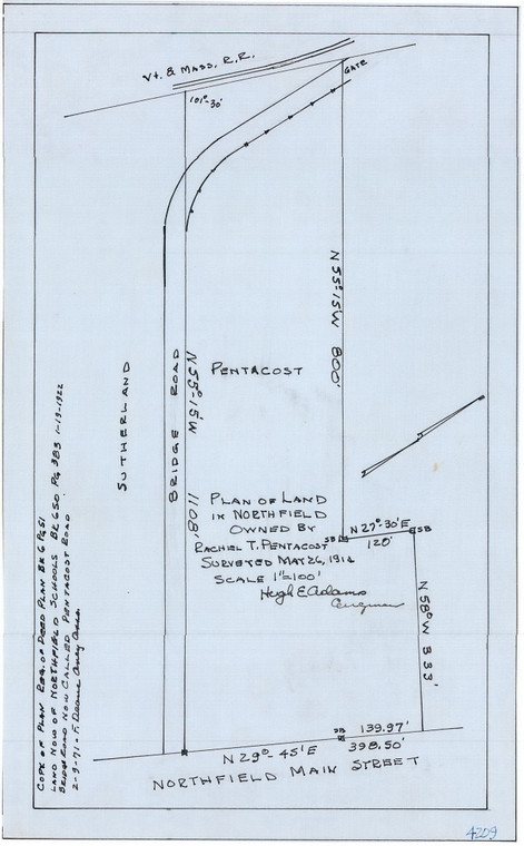 Rachel T. Pentacost    Nfld Main St - Bridge Rd Northfield 4209 - Map Reprint