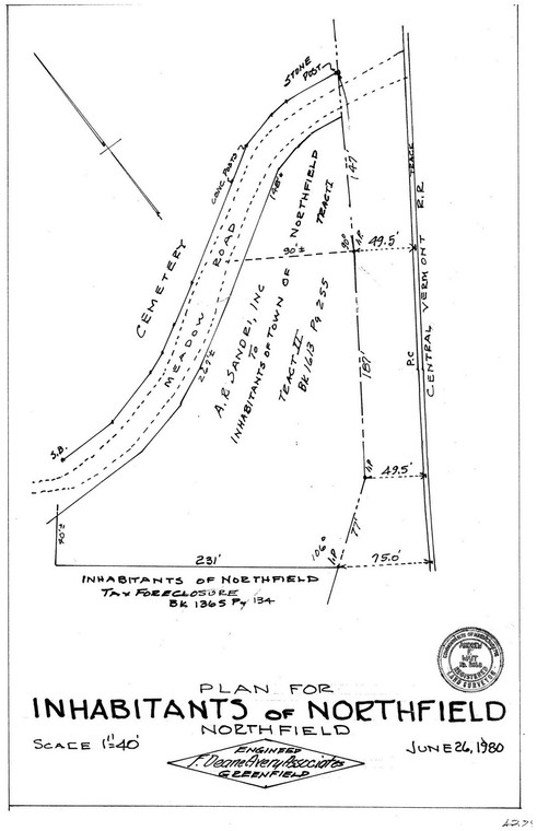 Inhabitants of Nfld    Meadow (Dumpsite) near Cemetery Northfield 4325 - Map Reprint