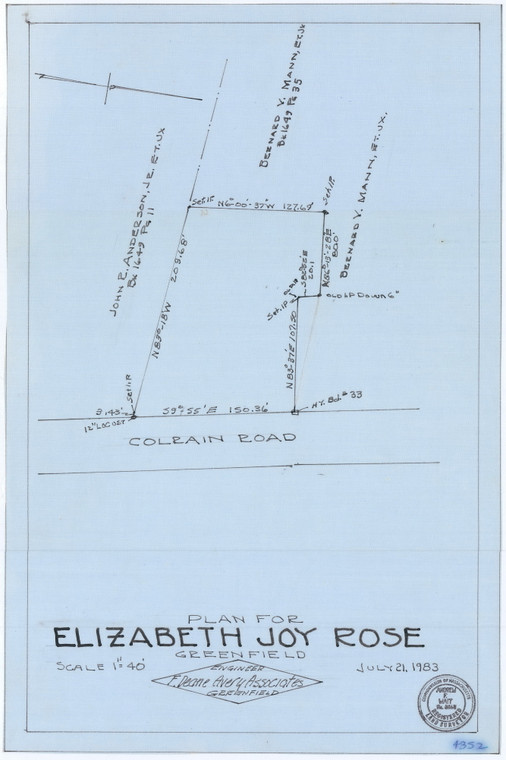 Elizabeth Joy Rose    Colrain Rd Greenfield 4352 - Map Reprint