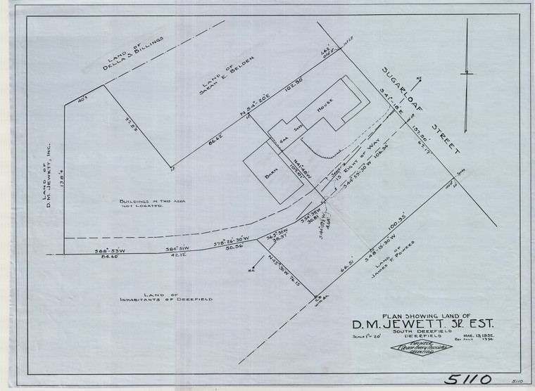 D.M. Jewett Sr. Est.    South Deerfield Deerfield 5110 - Map Reprint