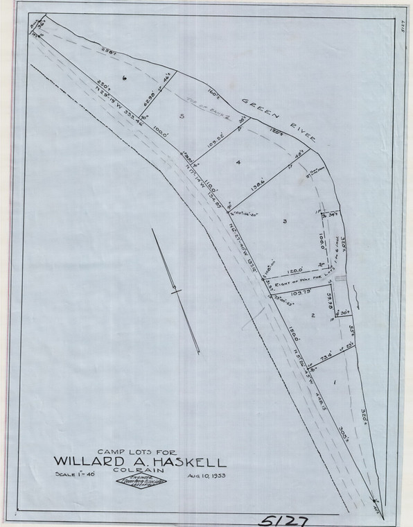 Willard A. Haskell - 6 Camp Lots on River Colrain 5127 - Map Reprint