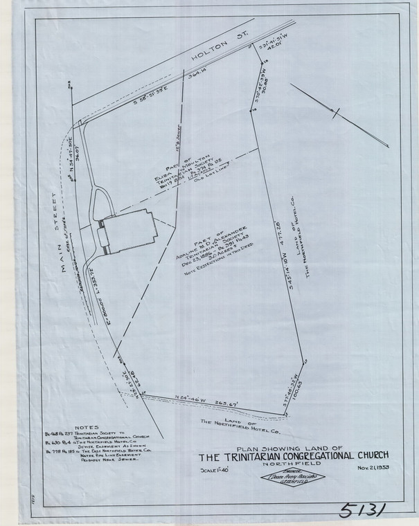 The Trinitarian Congregational Church (at Holton St) Northfield 5131 - Map Reprint