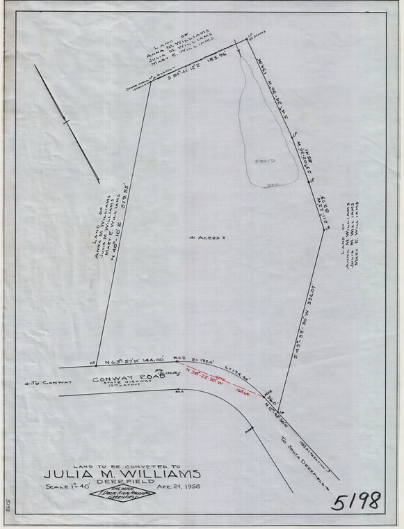 Julia M. Williams    N. side Conway Rd. Deerfield 5198 - Map Reprint