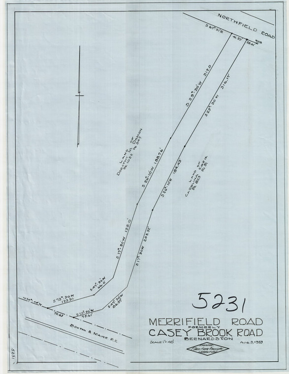 Merrifield Rd. LO  Formerly Casey Brook Rd. Bernardston 5231 - Map Reprint