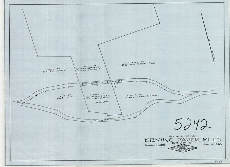 Outline map Prospect street and Route 2 - For Erving Paper Mills Erving 5242 - Map Reprint