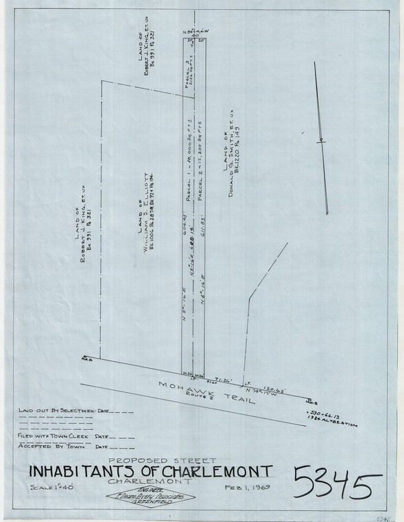 Town - Proposed St. between W.S. Elliot  - Donald G. Smith Charlemont 5345 - Map Reprint