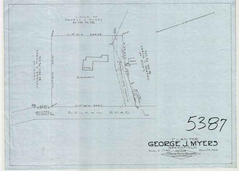 George J Myers    House Lot    Colrain Road Greenfield 5387 - Map Reprint